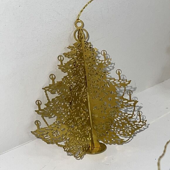 Danbury Mint 23K Gold Plated Christmas Ornament 9 Piece Lot Vintage 80’s Detail - Picture 9 of 9